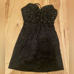 NWT Black Mini Dress with lace and corset back